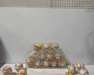 Collection of Signed Baseballs in Display Cases MLB Player Autographs – Estate Sales Warehouse (GR)