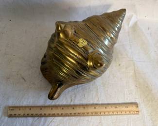 Vintage Brass Conch Shell Planter