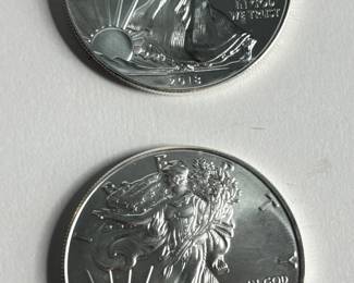 Lot of 2 - 2018 American Silver Eagle Bullion Coins