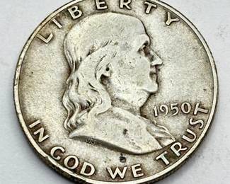 1950 D - Silver Franklin Half Dollar
