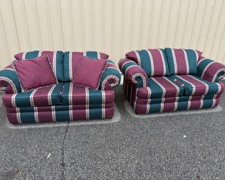 Crown Crest Traditional Striped Loveseat Living Room Set - Made in USA