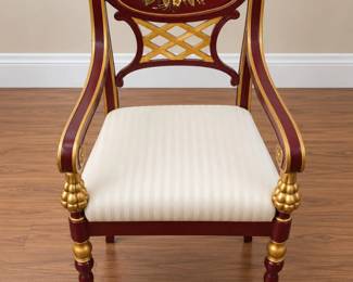 Red and Gold Empire Style Armchair