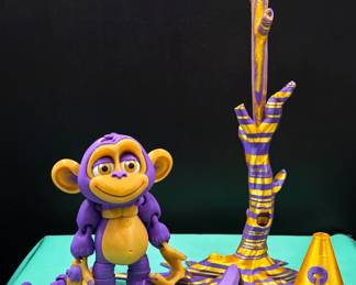 Brand New 3D Printed Purple & Gold Caledonia School Spirit Monkey with Tree and Accessories