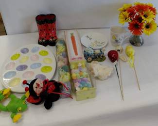 Spring and Easter Decor - Flowers, Deviled Egg Dish, Butterfly Garden by Lenox Mug and Plate
