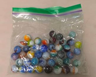 Vintage Glass Marble Collection - 2 Blue Uranium Glass