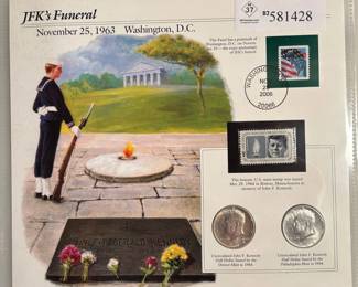 JFK's Funeral Collection with Two 1964 Silver Kennedy Half Dollars