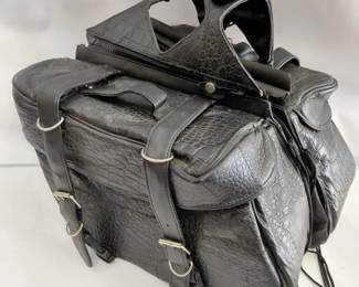Diamond Plate Buffalo Leather Motorcycle Saddle Bags with Rain Covers