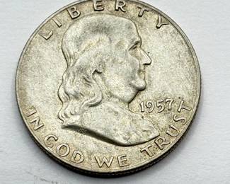 1957 D - Silver Franklin Half Dollar