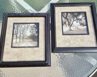 Set Of 2 Framed Sepia Nature Wall Art Prints With Elegant Beaded Wood Frames 12x14