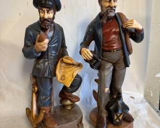 2 Vintage Hand Painted Ceramic Sea Captain Figurines