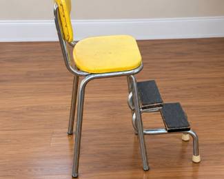 Vintage Chrome Kitchen Step Stool Chair