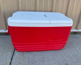 Red and White Igloo Cooler