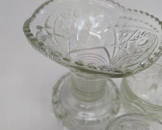 Small Vintage Pressed Glass Punch Bowl Set