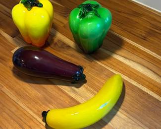 Vintage MCM Murano Style Glass Fruit & Veggies - Amazing Condition!