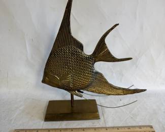 Vintage Brass Angelfish Sculpture
