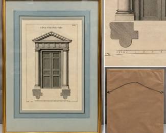 Isaac Ware 1756 A Door of the Doric Order Plate 82 Architectural Engraving Framed - Potterville