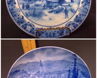 Vintage Blue & White Collector Plates Berlin Design Freiburg & Hand Painted Delfino Holland