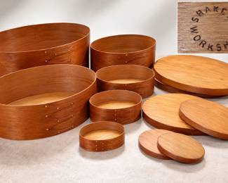 Shaker Workshops USA 6pc Nesting Oval Bentwood Box Set w/Lids