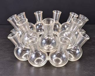 Vintage MCM Clear Glass 18-Bud Cluster Vase And Circular Plant Propagation Station