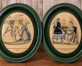 Pair of Godey's Americanized Paris Fashions 1848 & 1858