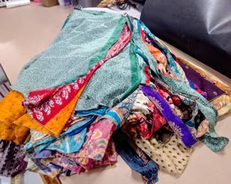 12pc Darn Good Yarn Silk Sari Long Wrap Skirts - Tags