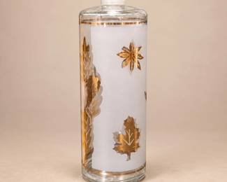 Vintage Libbey Golden Foliage Frosted Gold Leaf Bar Bottle Decanter with Screw Cap