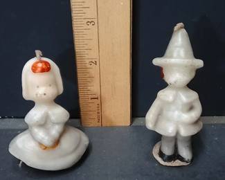 1940s Tavern Socony-Vacuum Pilgrim Wax Candles, Perfect For Thanksgiving Holiday Decor