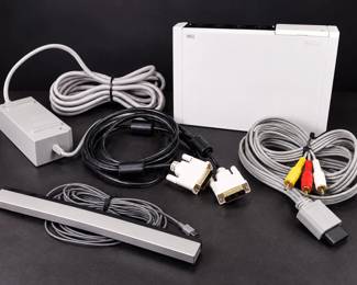 Nintendo Wii Game Console System with Power Supply, Sensor Bar, AV Cables & Accessories