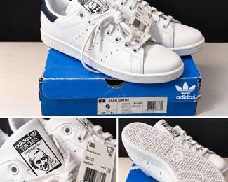 Adidas Stan Smith White Navy Leather Sneakers Men's Size 9 New With Tags & Original Box