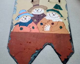 Hand-Painted Slate Snowman Family Winter Wall Hanging / Holiday Decor