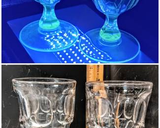 Antique c.1850s-1870s Ashburton EAPG Flint Glass Water Goblets Pair