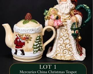 Mercuries China Christmas Teapot & Large Ceramic Santa Planter
