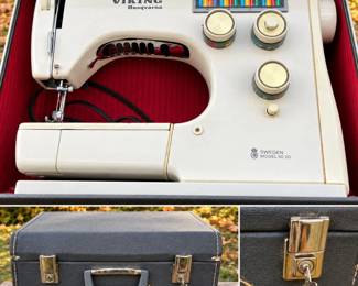 Vintage Husqvarna Viking 6020 Sewing Machine In Case With Keys Made in Sweden