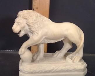 Older Carved Alabaster Lion Figurine