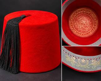 1950s Moroccan Lamrani Fes Red Wool Fez Tarboosh Original Maker Stamp