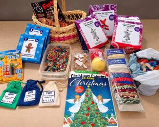 Large Assorted Yarn & Craft Lot Amigurumi Kits, Stitch Markers, Ribbon, Christmas Crafts & More