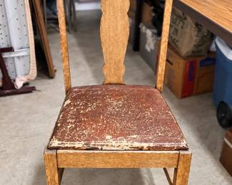 Vintage Wooden Accent Side Chair Rustic Farmhouse Distressed Finish Upholstered Seat