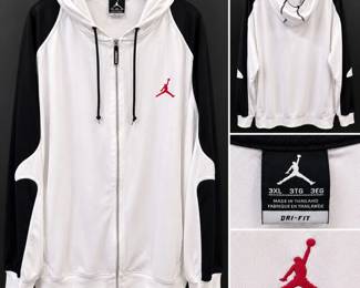 Nike Air Jordan Dri-FIT Men's 3XL White & Black Full Zip Hoodie Red Jumpman Logo - Like New