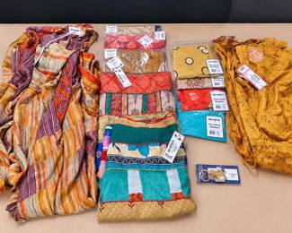 Large Darn Good Yarn Sari Silk Fashion & Accessory Lot - Wrap Skirts, Scarves, Bandanas