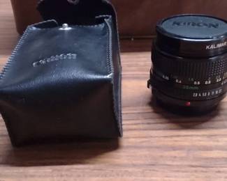 Vintage Kalimar 35mm F/2.8 Lens With A Canon FD Mount, Leather Pouch