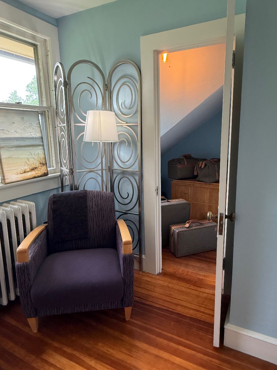 Maple Accent chair $150.  Aluminum Room divider $ 100 paid 3000