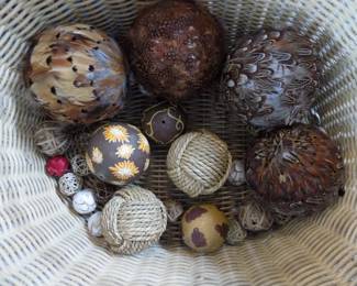 feathered balls, ceramic balls, corded balls