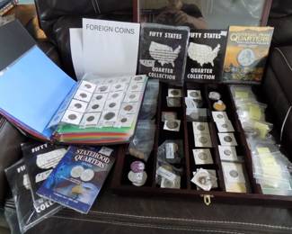 coins, foreign and U.S., collector books