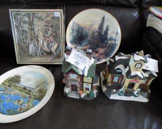 Salinas plate, silver tin box, Windberg plate, 2 small houses