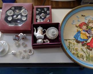 vintage Hummel miniature tea sets, Embroidered Hummel Picture