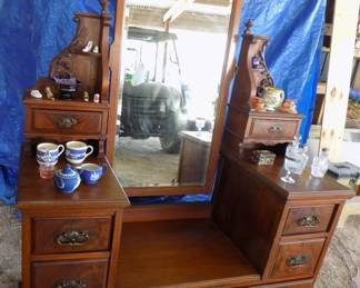 vintage mirror dresser, solid wood