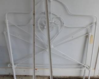 metal painted white head board, foot board, 2 rails