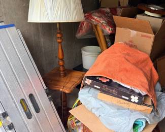 Werner ladder/work platform, glider rocker, vintage floor lamp