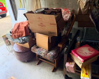 Glider rocker, hospital bed, vintage Peanuts wastebasket & more