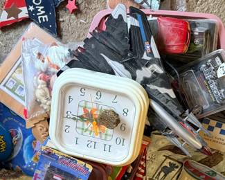 Boxed Ingraham clocks & assorted household goods
